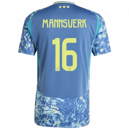 Kandiny Mujer Camiseta Sivert Mannsverk #16 Gris Azul Amarillo 2ª Equipación 2024/25 La Camisa Chile