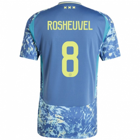 Kandiny Mujer Camiseta Darren Rosheuvel #8 Gris Azul Amarillo 2ª Equipación 2024/25 La Camisa Chile