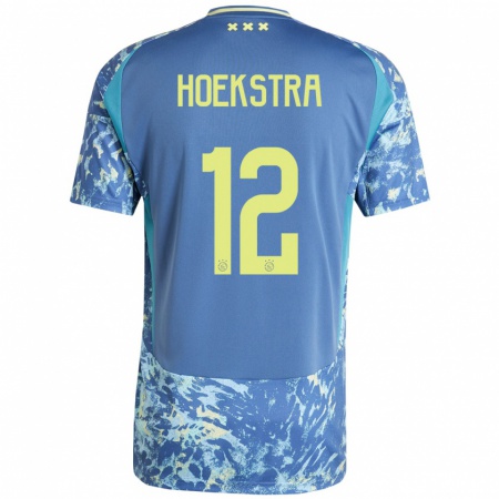 Kandiny Mujer Camiseta Isabelle Hoekstra #12 Gris Azul Amarillo 2ª Equipación 2024/25 La Camisa Chile