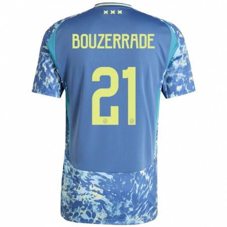 Kandiny Mujer Camiseta Zaina Bouzerrade #21 Gris Azul Amarillo 2ª Equipación 2024/25 La Camisa Chile