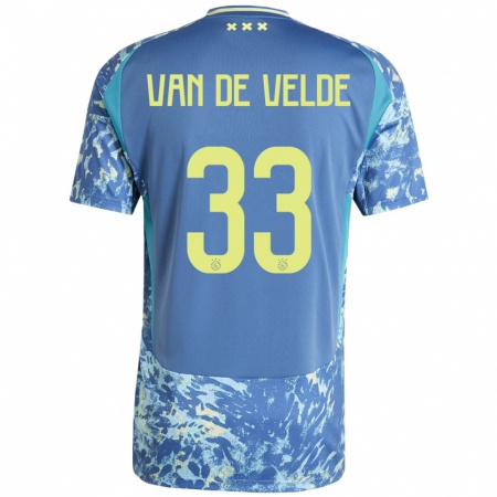 Kandiny Mujer Camiseta Jonna Van De Velde #33 Gris Azul Amarillo 2ª Equipación 2024/25 La Camisa Chile