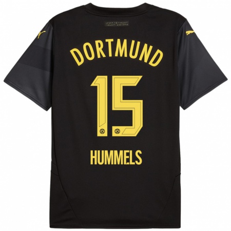 Kandiny Mujer Camiseta Mats Hummels #15 Negro Amarillo 2ª Equipación 2024/25 La Camisa Chile