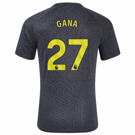 Kandiny Mujer Camiseta Idrissa Gueye #27 Negro Amarillo 2ª Equipación 2024/25 La Camisa Chile