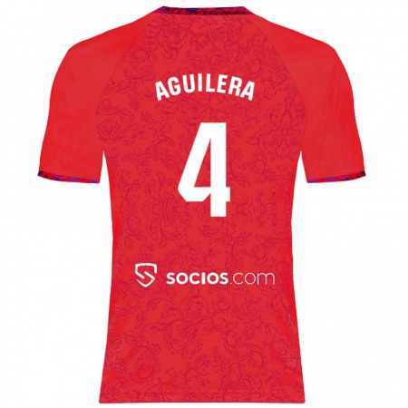 Kandiny Mujer Camiseta Juanan Aguilera #4 Rojo 2ª Equipación 2024/25 La Camisa Chile