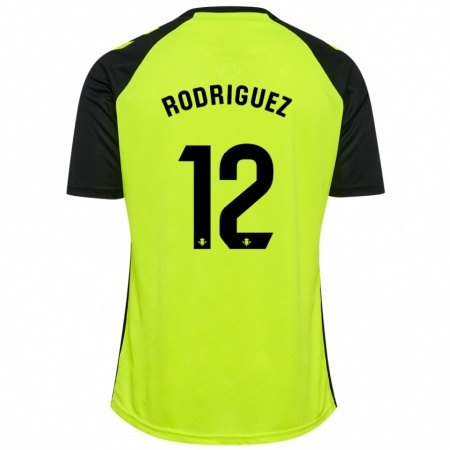 Kandiny Mujer Camiseta Ricardo Rodríguez #12 Amarillo Fluorescente Negro 2ª Equipación 2024/25 La Camisa Chile