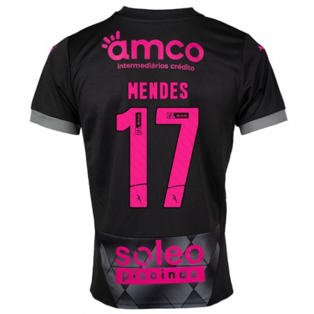 Kandiny Mujer Camiseta Joe Mendes #17 Negro Rosa 2ª Equipación 2024/25 La Camisa Chile