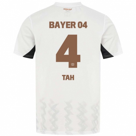 Kandiny Mujer Camiseta Jonathan Tah #4 Blanco Negro 2ª Equipación 2024/25 La Camisa Chile