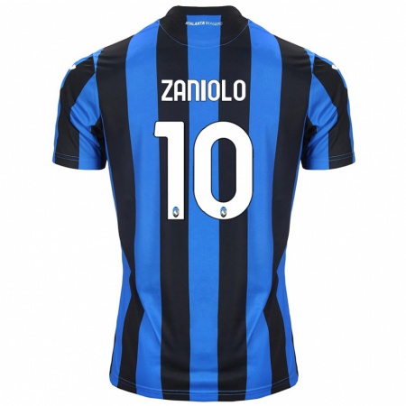 Kandiny Niño Camiseta Nicolò Zaniolo #10 Azul Negro 1ª Equipación 2024/25 La Camisa Chile