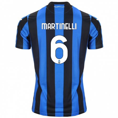 Kandiny Niño Camiseta Gabriel Martinelli #6 Azul Negro 1ª Equipación 2024/25 La Camisa Chile