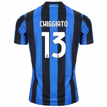 Kandiny Niño Camiseta Gabriele Chiggiato #13 Azul Negro 1ª Equipación 2024/25 La Camisa Chile