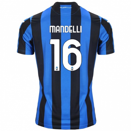 Kandiny Niño Camiseta Giulia Mandelli #16 Azul Negro 1ª Equipación 2024/25 La Camisa Chile