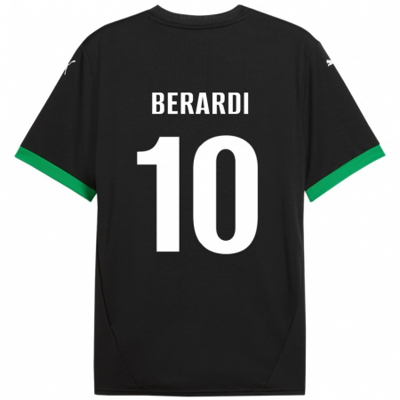 Kandiny Niño Camiseta Domenico Berardi #10 Negro Verde Oscuro 1ª Equipación 2024/25 La Camisa Chile