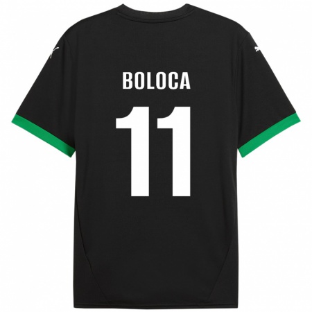 Kandiny Niño Camiseta Daniel Boloca #11 Negro Verde Oscuro 1ª Equipación 2024/25 La Camisa Chile