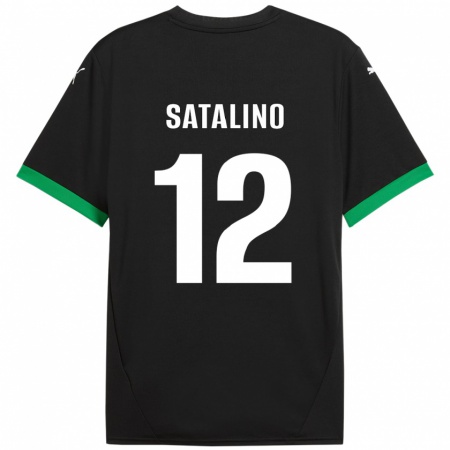 Kandiny Niño Camiseta Giacomo Satalino #12 Negro Verde Oscuro 1ª Equipación 2024/25 La Camisa Chile