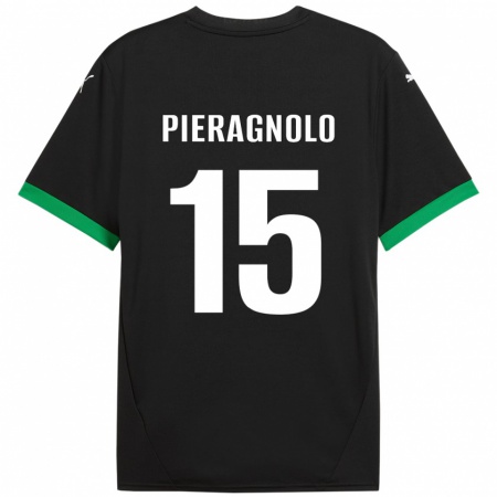 Kandiny Niño Camiseta Edoardo Pieragnolo #15 Negro Verde Oscuro 1ª Equipación 2024/25 La Camisa Chile