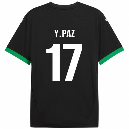 Kandiny Niño Camiseta Yeferson Paz #17 Negro Verde Oscuro 1ª Equipación 2024/25 La Camisa Chile