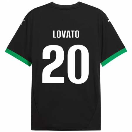 Kandiny Niño Camiseta Matteo Lovato #20 Negro Verde Oscuro 1ª Equipación 2024/25 La Camisa Chile