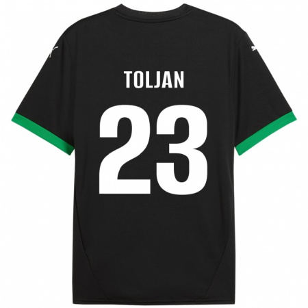 Kandiny Niño Camiseta Jeremy Toljan #23 Negro Verde Oscuro 1ª Equipación 2024/25 La Camisa Chile