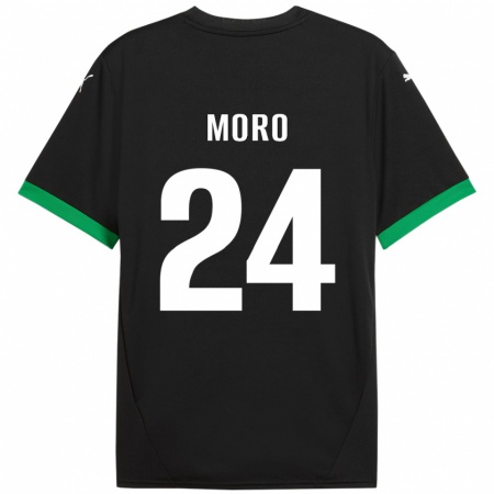 Kandiny Niño Camiseta Luca Moro #24 Negro Verde Oscuro 1ª Equipación 2024/25 La Camisa Chile