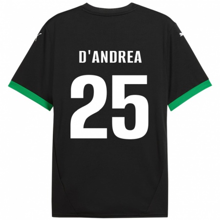 Kandiny Niño Camiseta Luca D'andrea #25 Negro Verde Oscuro 1ª Equipación 2024/25 La Camisa Chile