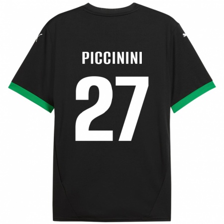 Kandiny Niño Camiseta Stefano Piccinini #27 Negro Verde Oscuro 1ª Equipación 2024/25 La Camisa Chile