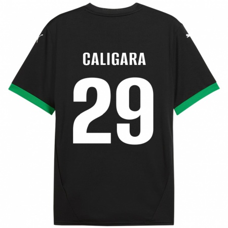 Kandiny Niño Camiseta Fabrizio Caligara #29 Negro Verde Oscuro 1ª Equipación 2024/25 La Camisa Chile