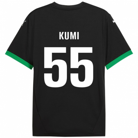 Kandiny Niño Camiseta Justin Kumi #55 Negro Verde Oscuro 1ª Equipación 2024/25 La Camisa Chile