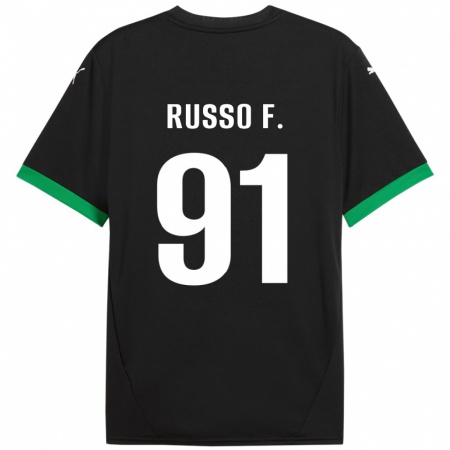 Kandiny Niño Camiseta Flavio Russo #91 Negro Verde Oscuro 1ª Equipación 2024/25 La Camisa Chile