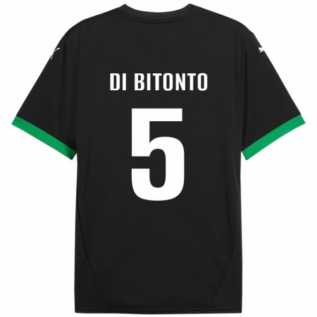 Kandiny Niño Camiseta Alessandro Di Bitonto #5 Negro Verde Oscuro 1ª Equipación 2024/25 La Camisa Chile