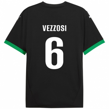 Kandiny Niño Camiseta Giorgio Vezzosi #6 Negro Verde Oscuro 1ª Equipación 2024/25 La Camisa Chile