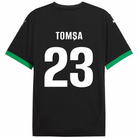 Kandiny Niño Camiseta Troy Tomșa #23 Negro Verde Oscuro 1ª Equipación 2024/25 La Camisa Chile