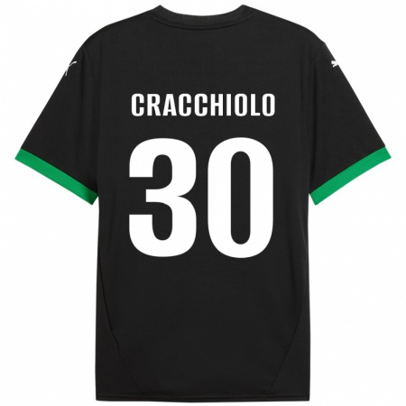 Kandiny Niño Camiseta Leonardo Cracchiolo #30 Negro Verde Oscuro 1ª Equipación 2024/25 La Camisa Chile