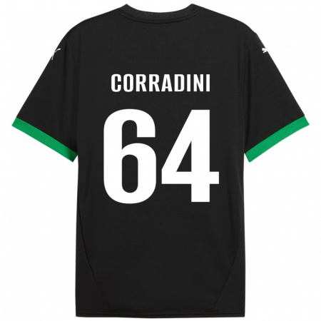 Kandiny Niño Camiseta Francesco Corradini #64 Negro Verde Oscuro 1ª Equipación 2024/25 La Camisa Chile