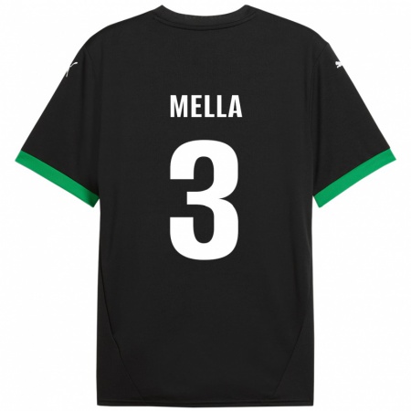 Kandiny Niño Camiseta Sara Mella #3 Negro Verde Oscuro 1ª Equipación 2024/25 La Camisa Chile