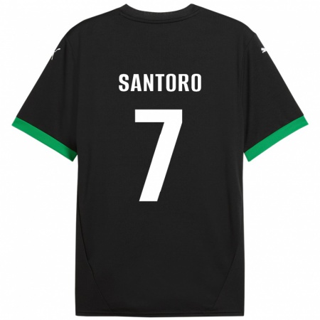 Kandiny Niño Camiseta Erika Santoro #7 Negro Verde Oscuro 1ª Equipación 2024/25 La Camisa Chile