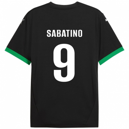 Kandiny Niño Camiseta Daniela Sabatino #9 Negro Verde Oscuro 1ª Equipación 2024/25 La Camisa Chile