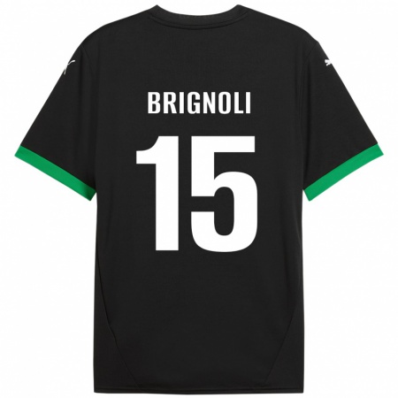 Kandiny Niño Camiseta Benedetta Brignoli #15 Negro Verde Oscuro 1ª Equipación 2024/25 La Camisa Chile