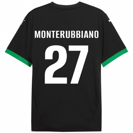 Kandiny Niño Camiseta Valeria Monterubbiano #27 Negro Verde Oscuro 1ª Equipación 2024/25 La Camisa Chile