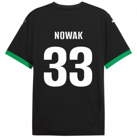 Kandiny Niño Camiseta Julie Nowak #33 Negro Verde Oscuro 1ª Equipación 2024/25 La Camisa Chile