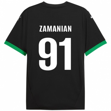 Kandiny Niño Camiseta Annahita Zamanian #91 Negro Verde Oscuro 1ª Equipación 2024/25 La Camisa Chile