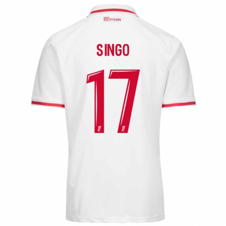 Kandiny Niño Camiseta Wilfried Singo #17 Blanco Rojo 1ª Equipación 2024/25 La Camisa Chile