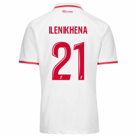 Kandiny Niño Camiseta George Ilenikhena #21 Blanco Rojo 1ª Equipación 2024/25 La Camisa Chile