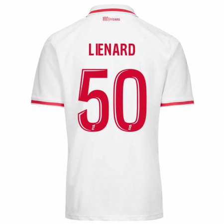 Kandiny Niño Camiseta Yann Lienard #50 Blanco Rojo 1ª Equipación 2024/25 La Camisa Chile