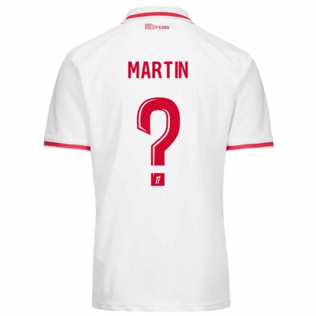 Kandiny Niño Camiseta Logan Martin #0 Blanco Rojo 1ª Equipación 2024/25 La Camisa Chile