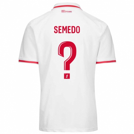 Kandiny Niño Camiseta Jordan Semedo #0 Blanco Rojo 1ª Equipación 2024/25 La Camisa Chile