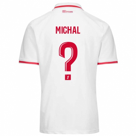 Kandiny Niño Camiseta Lucas Michal #0 Blanco Rojo 1ª Equipación 2024/25 La Camisa Chile