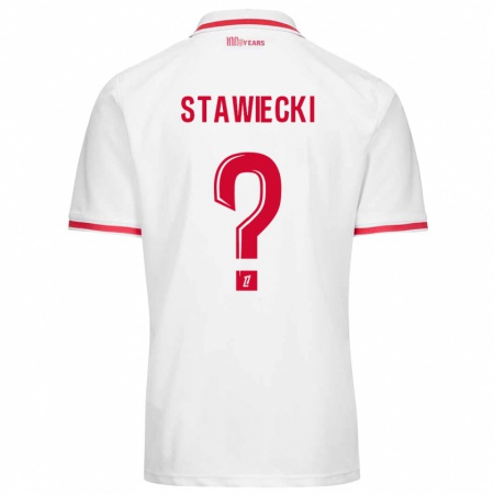 Kandiny Niño Camiseta Jules Stawiecki #0 Blanco Rojo 1ª Equipación 2024/25 La Camisa Chile