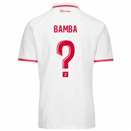 Kandiny Niño Camiseta Aladji Bamba #0 Blanco Rojo 1ª Equipación 2024/25 La Camisa Chile