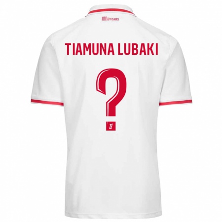 Kandiny Niño Camiseta Loïc Tiamuna Lubaki #0 Blanco Rojo 1ª Equipación 2024/25 La Camisa Chile