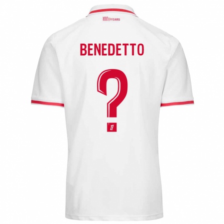 Kandiny Niño Camiseta Antéo Benedetto #0 Blanco Rojo 1ª Equipación 2024/25 La Camisa Chile